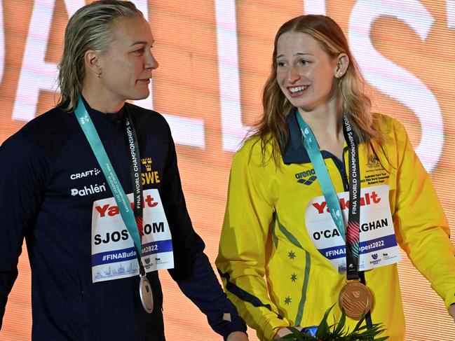 Sarah Sjostrom and Mollie O'Callaghan will go head to head at the Paris Olympics. Picture: AFP