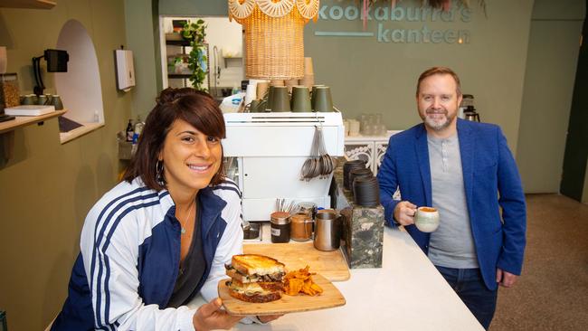 Chapel St Precinct Association President Justin O'Donnell with Lianna Itajahy from Kookaburra's Canteen. Picture: Mark Stewart