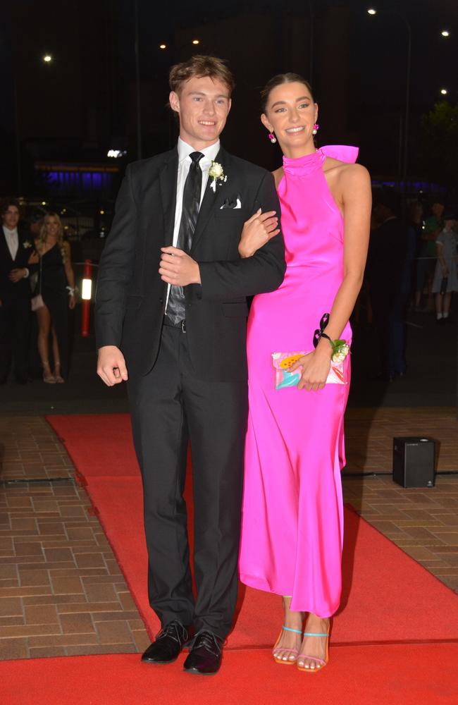 Toowoomba school formals. At the 2023 St Ursula's College formal is graduate Georgia Wells with her partner. Picture: Rhylea Millar