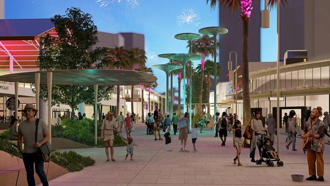 … to this – How Cavill Mall will be transformed. Picture: Supplied by Gold Coast City Council.