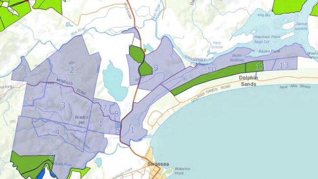 Cambria Green resort project at Dolphin Sands: map showing the 3185ha site. Picture from the development application