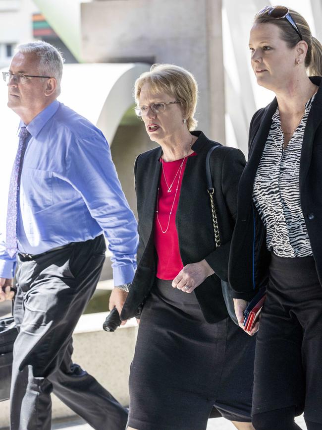 The Commission of Inquiry into DNA testing in Queensland continues at the Brisbane Magistrates Court with evidence from Forensic and Scientific Services boss Lara Keller (middle). Picture: Matthew Poon