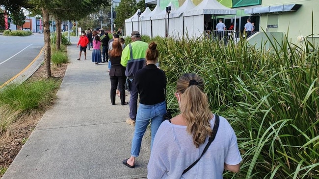 Lines for testing at the Gold Coast fever clinics.