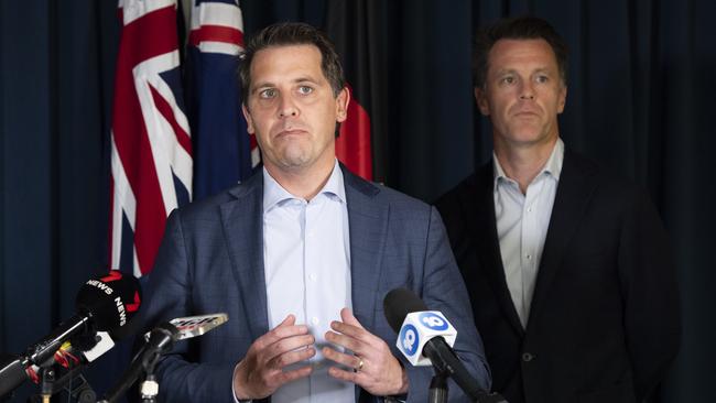 Shadow health spokesman Ryan Park (front) said the costs were covered in the party’s broad regional health plan. Picture: Monique Harmer