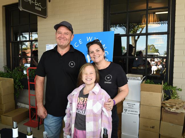 Tinamba Food and Wine Festival — Kane Jenkins, Evie and Sarah Jenkins. Picture: David Smith