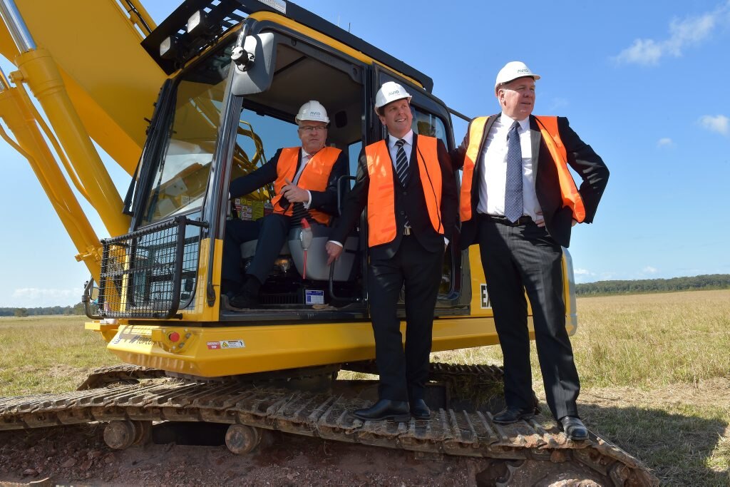 Launch of Harmony Estate at Palmview.CEO of Avid Property Group Cameron Holt and General Manager Bruce Harper on site with Mayor Mark Jamieson (left). Picture: Warren Lynam