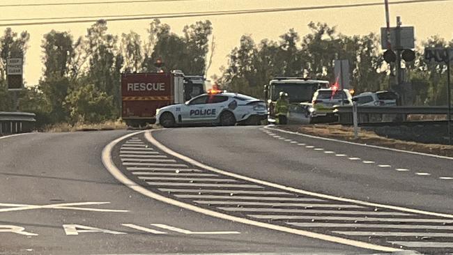 Emergency services responding to a fatal crash on Kirkland Road on May 16, 2025. Picture: Harry Brill