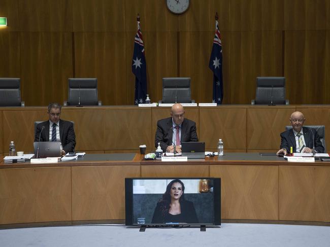 Mel Silva from Google, on screen, at Friday’s Senate committee hearing. Picture: Gary Ramage