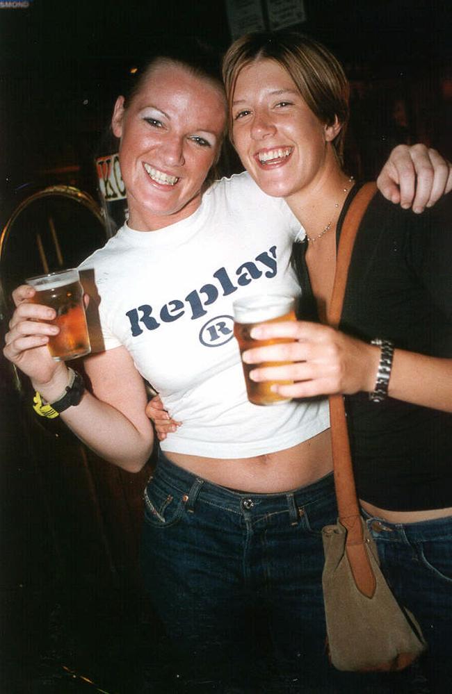 Melony Connor and Kerry Barnes at O’Malley’s, 2000.