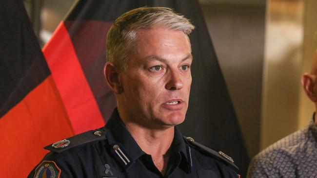 NT Police regional controller Travis Wurst told cyclone-affected communities not to take advice from social media ‘because it might not be actually correct’. Picture Glenn Campbell