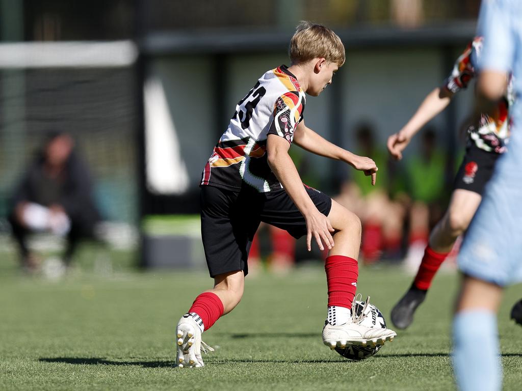 Xavier Cook, U14 Boys NAIDOC Cup at Lake Macquarie Regional Football Facility. Picture: Michael Gorton