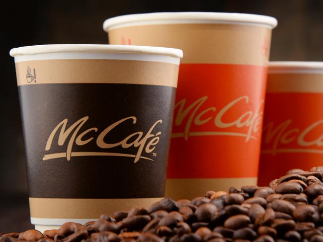 Poznan, Poland - April 20, 2016: McCafé is a coffee-house-style food and drink chain, owned by McDonald's.