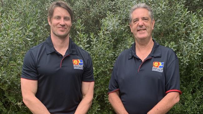 New Fitzroy coach Travis Ronaldson with president David Leydon.