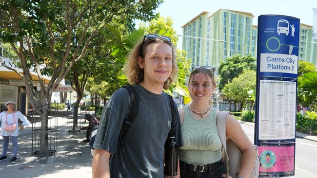 Julian Boehm and Fabienne von Holtum had difficulty getting a bus to Port Douglas.