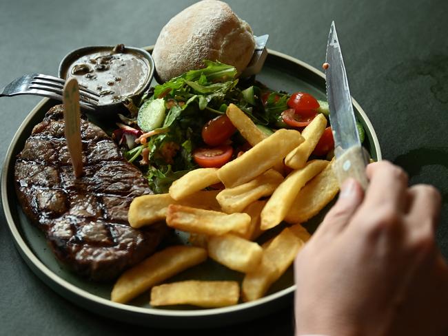 Peter Dutton’s steak lunch at the Eatons Hill Hotel. He gave it a 10/10. Picture: Lyndon Mechielsen/Courier Mail