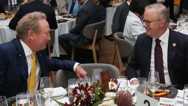 Anthony Albanese with mining magnate Andrew Forrest at an event. Picture: David Crosling/NewsWire