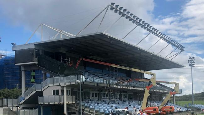 Work going on at Shark Park just days prior to their home season opener.