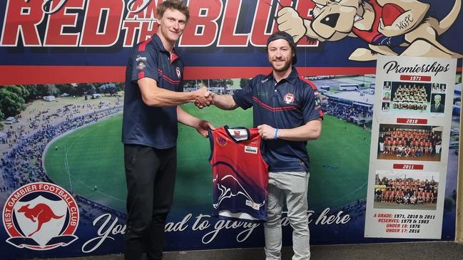 Andrew Stone (right) is a major addition for West Gambier. Picture: West Gambier Football Club