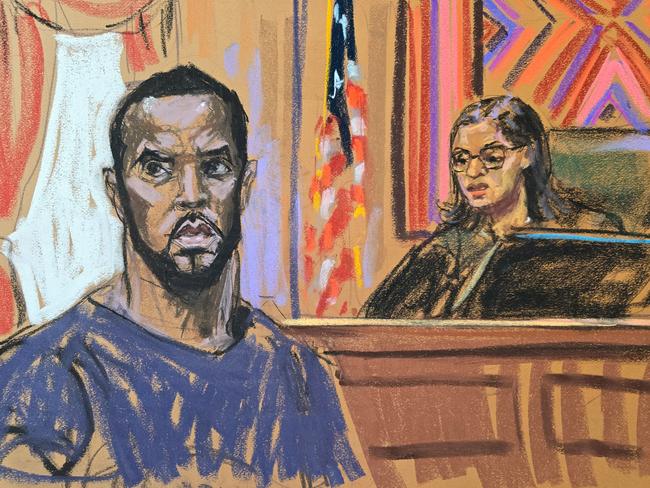 A court sketch of Sean "Diddy" Combs in a New York court. Picture: Reuters