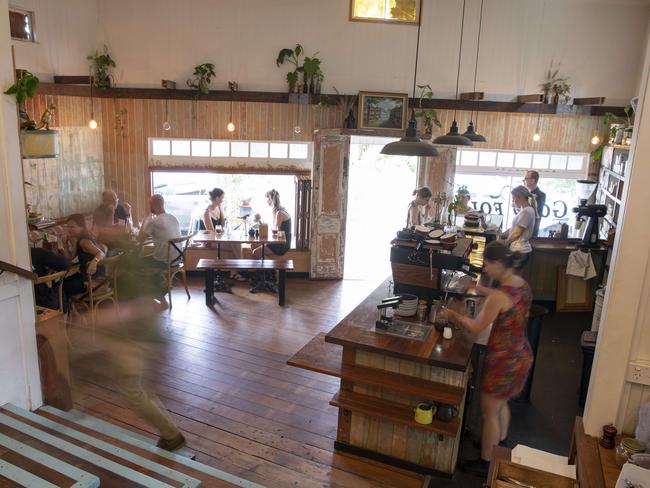 Goodfolk Cafe’s interior retains the rustic charm of its previous tenants. Picture: Mark Cranitch