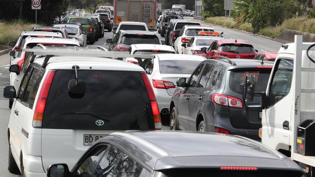 The Daily Telegraph 29.11.2023 The City West Link at Haberfield is gridlocked heading into the city. The Rozelle interchange has just opened this week and is causing traffic issues. Picture: Rohan Kelly