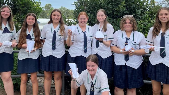 Helensvale State High School STEM Ambassadors (L-R): Izabella, Mariya, Maddison, Aria, Mahlee, Jamie, Sienna, Kiara (front)