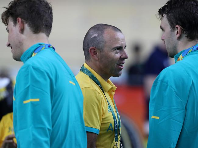 Coach Tim Decker gets his point across to the Aussies.