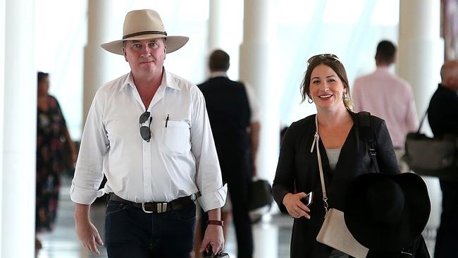 EMBARGOED FOR PRINT - NOT FOR ONLINE TIL MARCH 3, 2018 Former Deputy Prime Minister Barnaby Joyce and his pregnant partner Vikki Campion pictured at Canberra airport. Picture: Kym Smith