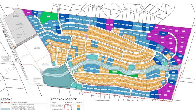 The updated development site plan for 392 lots at Mildura Rise Estate near Rockhampton.