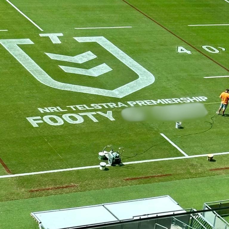 The giant profanity written into the turf at Townsville.