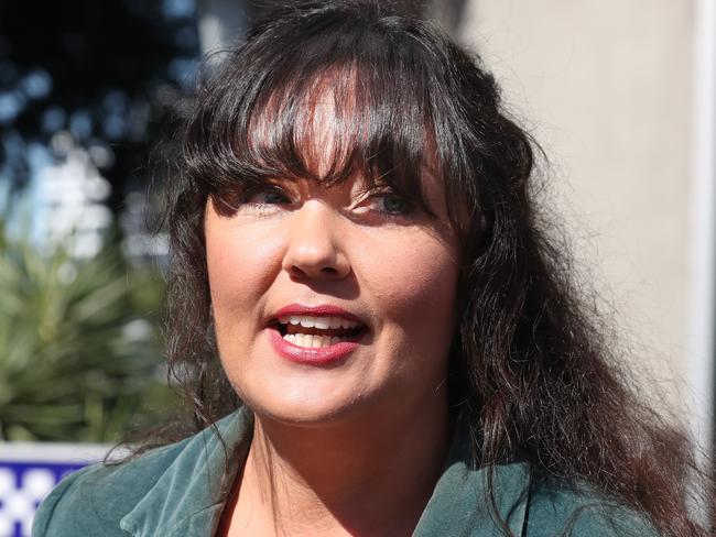 Jean Madden defended herself in front of reporters outside Brisbane Magistrates Court. Picture: Annette Dew