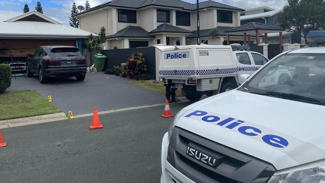 Scene of a home invasion at North Bank Court, Helensvale during which a Maserati was stolen and a Porsche damaged. Picture: Lea Emery