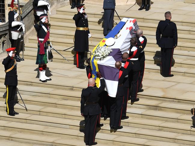 The coffin arrives. Picture: Getty Images