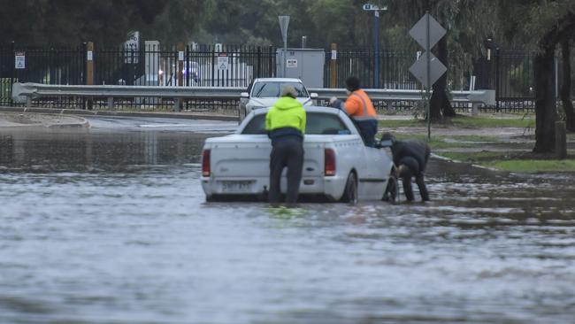 Adelaide’s north deals with the effects of localised flooding. Picture: Roy VanDerVegt