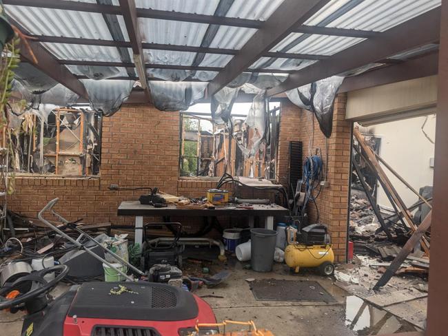 The remains of the home after the blaze. Picture: Anushka Bandaralage