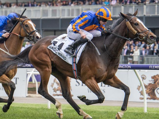 Magic Wand wins last year’s Mackinnon Stakes at Flemington.