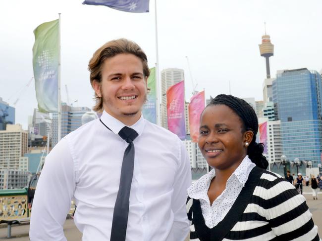 Northern Territory CDU students and InterSystems interns Augustine Thorbjornsen and Sara Kena pictured in Sydney