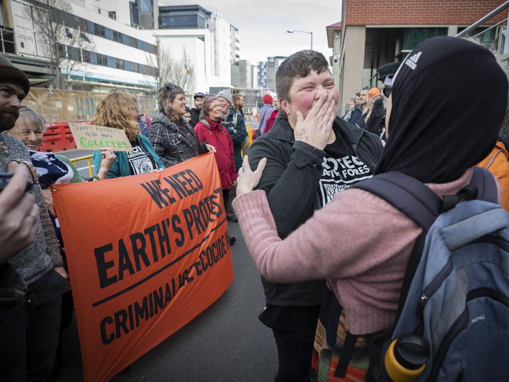 Forest protester Colette Harmsen, before being sent to jail by the Hobart magistrates Court. Picture: Chris Kidd