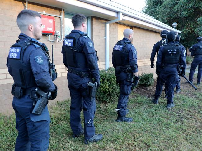 07/08/2024 VIPER taskforce officers working on the recent Blue Ember anti-bikie operation on the Victoria-New South Wales border. picture: Victoria Police