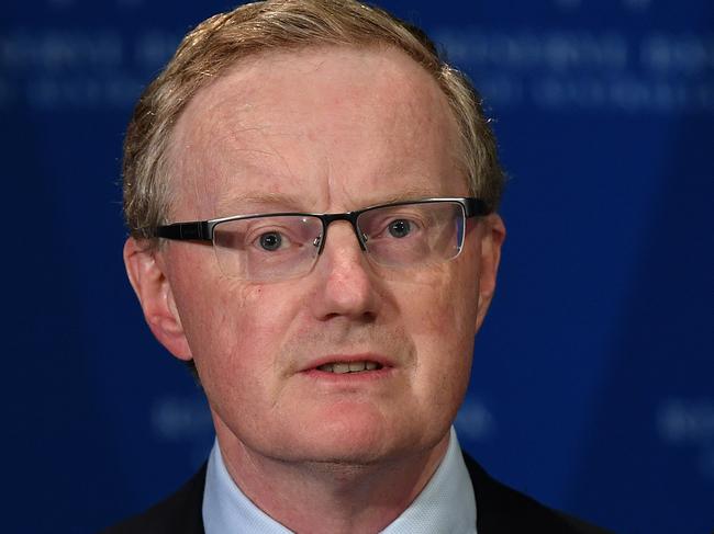 Reserve Bank of Australia Governor Philip Lowe speaks to the media in Sydney, Thursday, March 19, 2020. The Reserve Bank has cut the interest rate to a record-low 0.25 per cent in an historic suite of economic support to cushion the blow of the coronavirus pandemic. (AAP Image/Joel Carrett) NO ARCHIVING