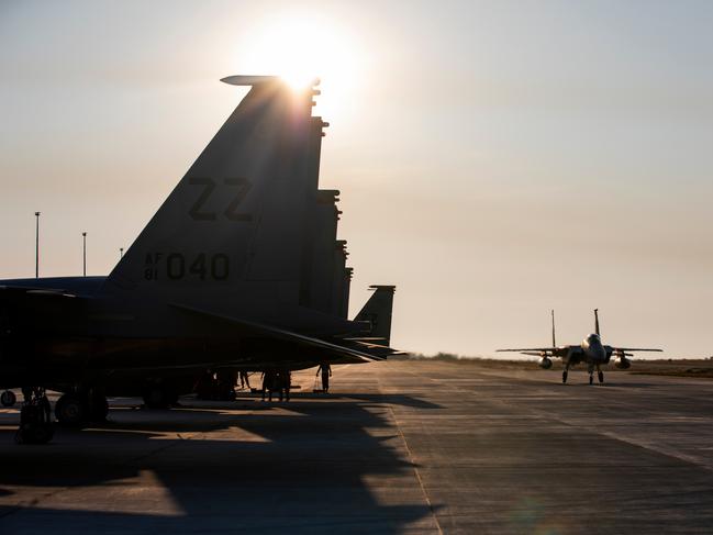 A United States Air Force F-15C Eagle from 67th Fighter Squadron taxis on the flight line at RAAF Base Darwin during Exercise Pitch Black 22.