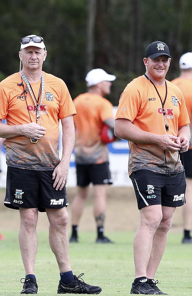 Michael Voss has been promoted from stoppage coach to Ken Hinkley’s senior assistant and is the brains behind the pre-season camp in Noosa. Picture: Sarah Reed.