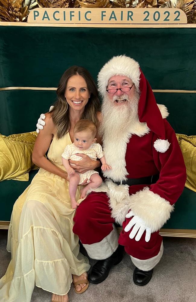 Amanda Abate with daughter Pia and Santa. Picture: Supplied..