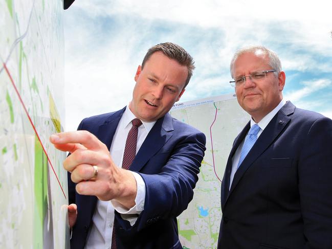  Prime minister Scott Morrison with member for Dunkley, Chris Crewther. Picture: The Australian 