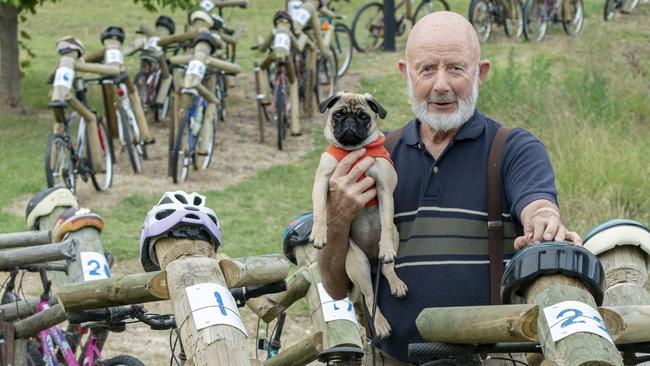 Originally from Holland, Omeo’s Martin Devries has created a peloton of riders using recycled materials. Pictures: Zoe Phillips