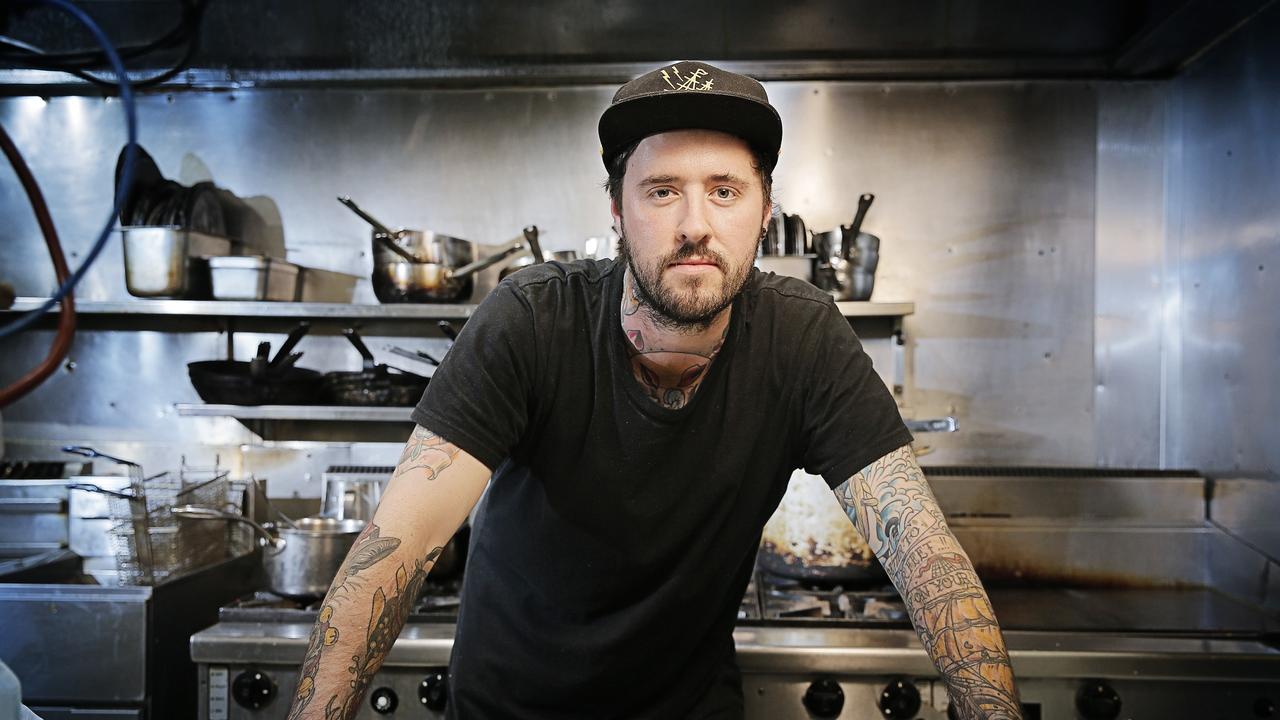 <p>The New Sydney's Josh Retzer in his Hobart kitchen in August, 2018. Picture: MATHEW FARRELL</p>