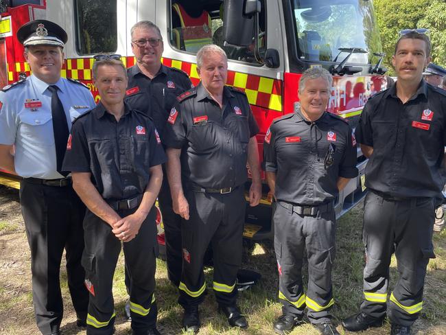 Byron Bay Fire and Rescue crew at the Sandhills site near 1 Gilmore Crescent, Byron Bay to announce the new emergency services precinct on Tuesday, 3 December 2024. Picture: Savannah Pocock