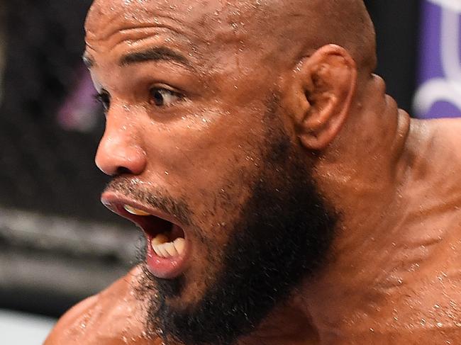 HOLLYWOOD, FL - JUNE 27: Yoel Romero of Cuba celebrates after defeating Lyoto Machida of Brazil in their middleweight during the UFC Fight Night event at the Hard Rock Live on June 27, 2015 in Hollywood, Florida. (Photo by Josh Hedges/Zuffa LLC/Zuffa LLC via Getty Images)