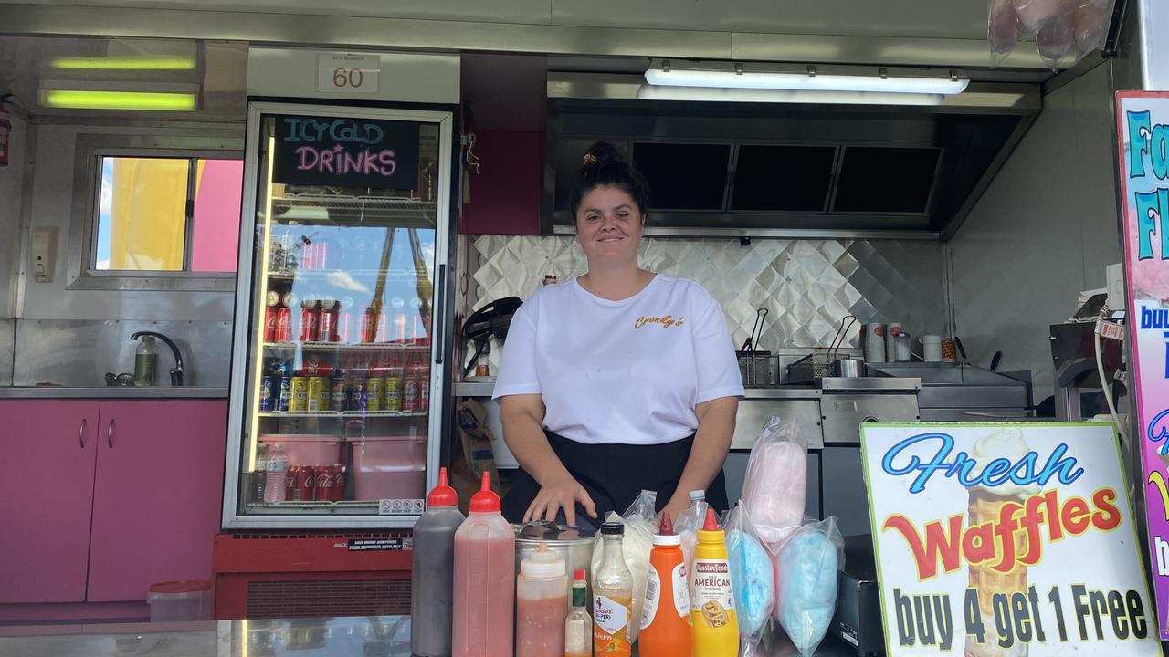 Fast food vendor attendant working on the first day of the Gympie Show 2021.