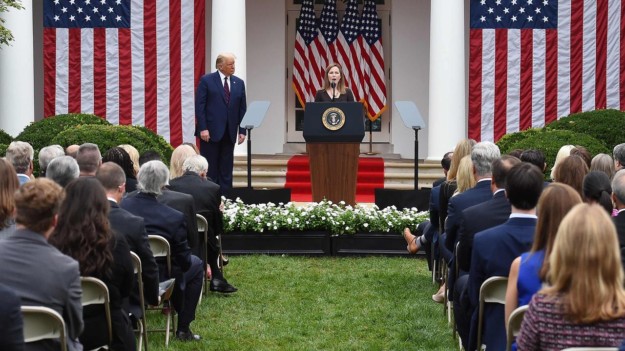 Judge Amy Coney Barrett speaks after being nominated to the US Supreme Court by President Donald Trump in the Rose Garden of the White House in Washington, DC. Picture: Olivier Douliery/AFP